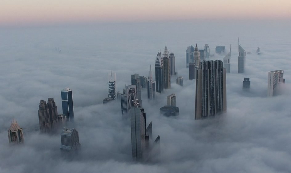 The view from the Skilled Migration Group office in Dubai, high above a sea of clouds